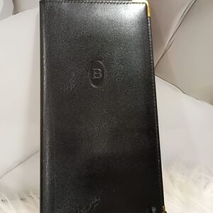 Bally Black Leather Wallet with Gold Corners